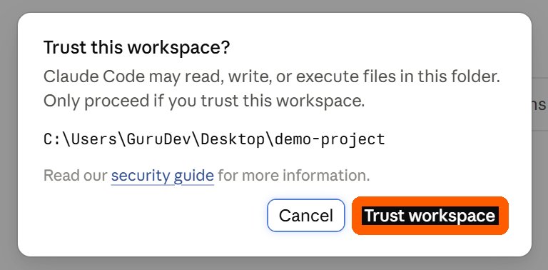 Окно Trust this workspace